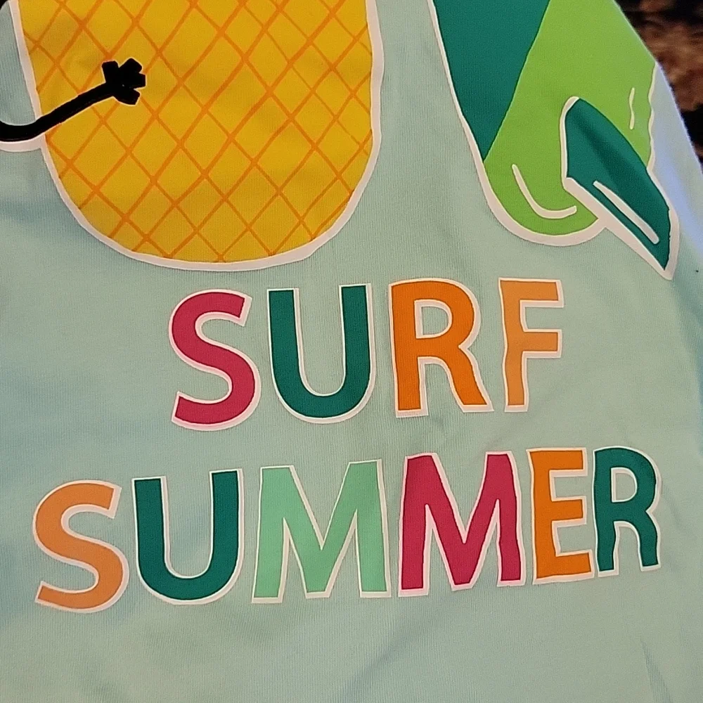 HP Sun Squad Medium pet tank top SURF SUMMER pineapple surfboard aqua ye…